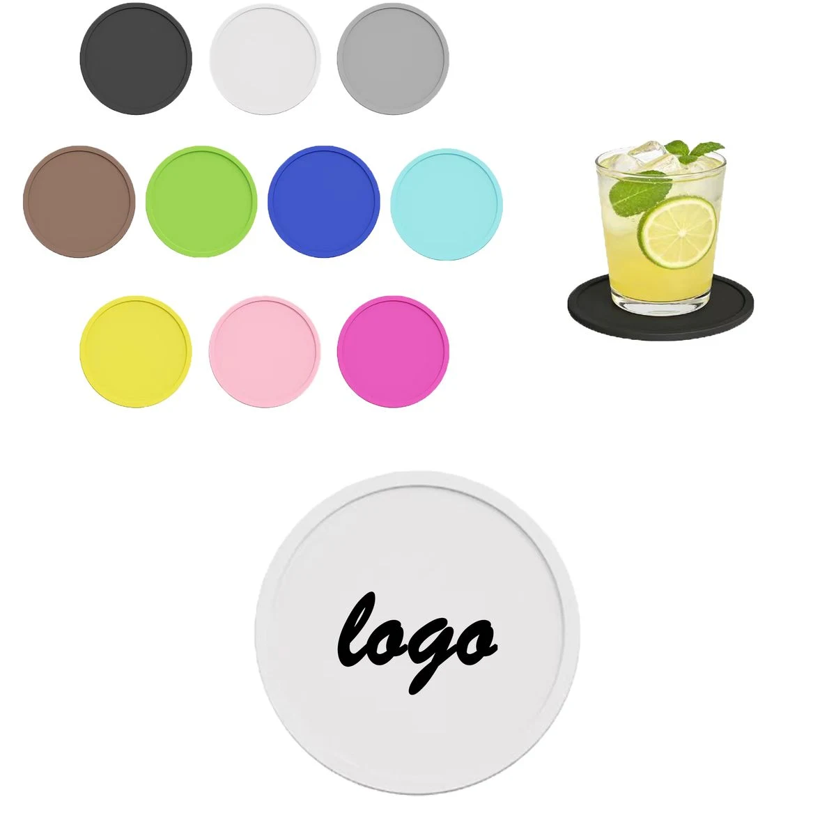 Round Food Grade Silicone Drink Coaster 1