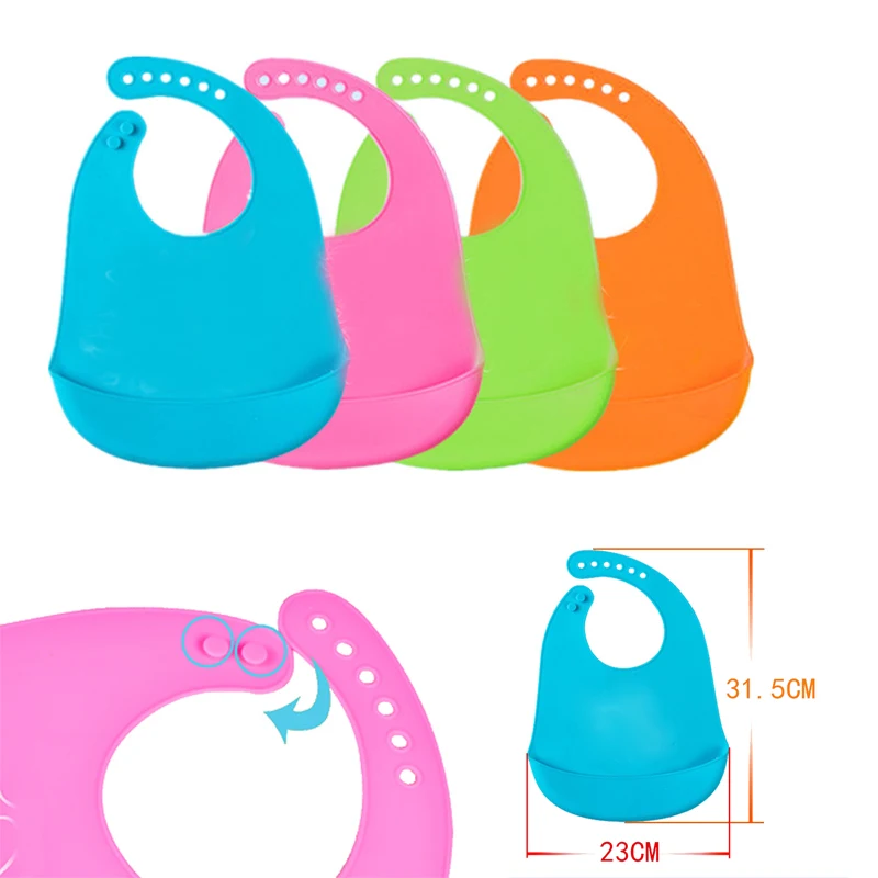 Silicone Feeding Bib For Baby Kid's Drool Pocket 1