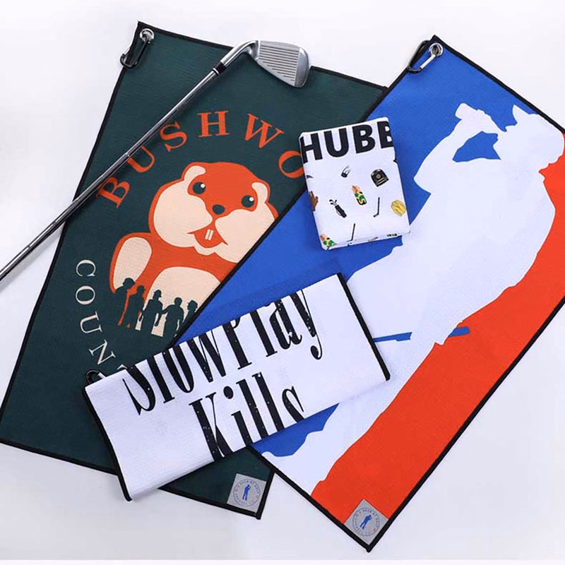 15.7"x 23.6" Full Color Microfiber Golf Towel with Grommet & Carabiner