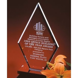 10" Clear Diamond Award on Black Marble Base