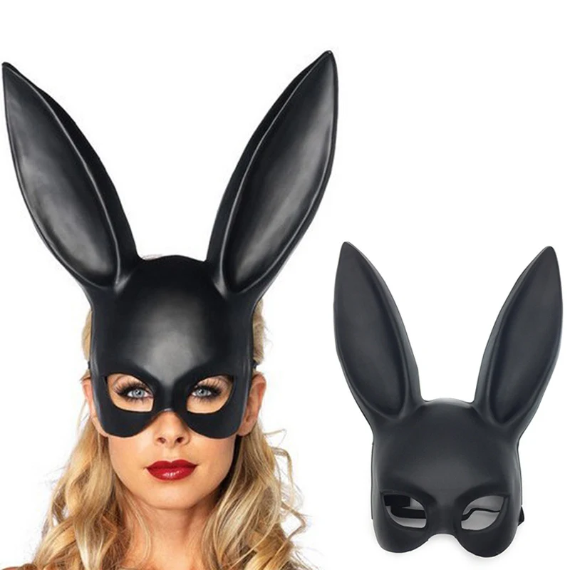 Masquerade Black Rabbit Mask Halloween Props Party Cosplay Performance Supplies Adult Half Face Whit 1