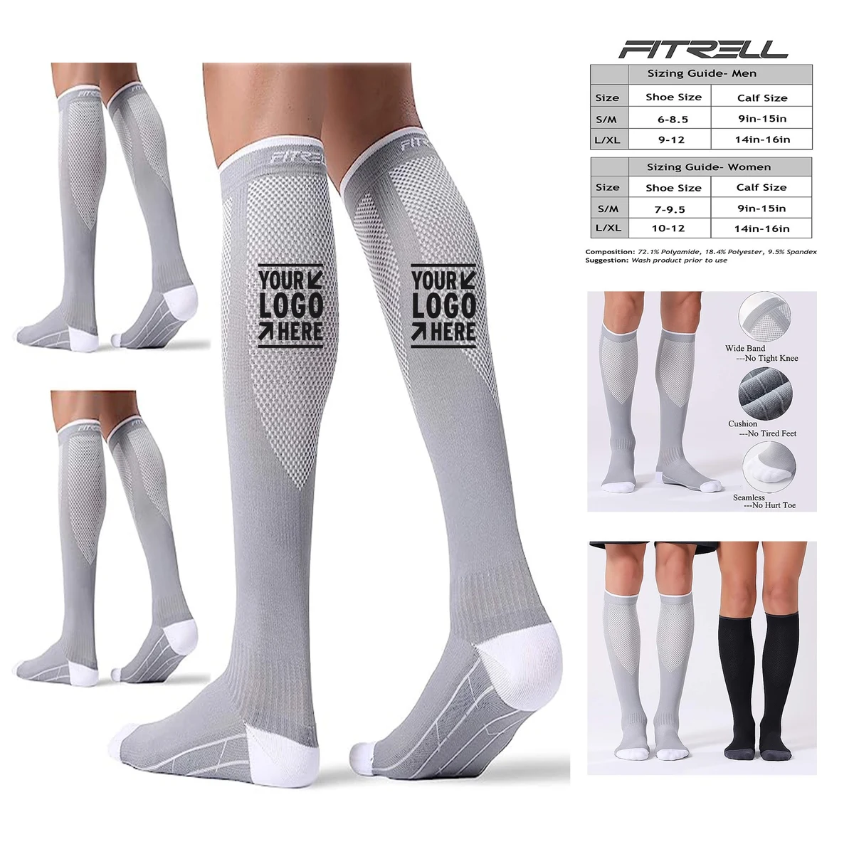 Women Men Compression 20-30mmHg Circulation Breathable Support Socks 1