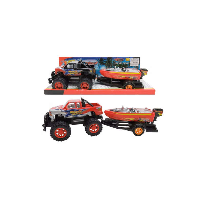 Tow Truck with Boat - Friction-Powered 21.5"