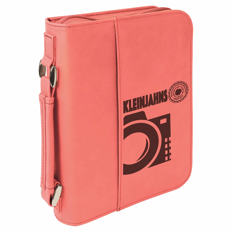 6 3/4" x 9 1/4" Pink Leatherette Book/Bible Cover with Handle & Zipper