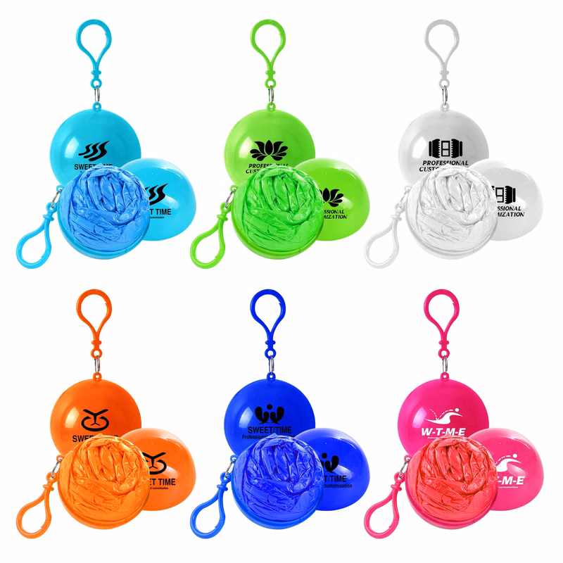 Disposable Rain Poncho Ball Keychain