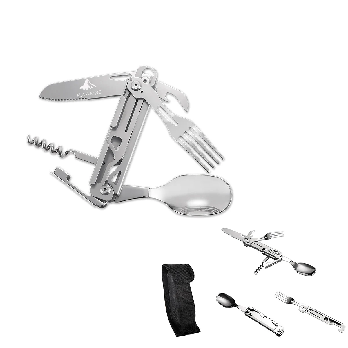 5 in 1 Camping Utensils Folding Cutlery w/Pouch 1