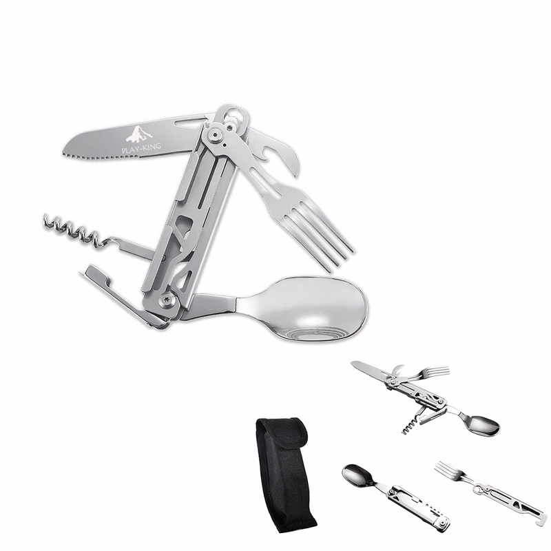 5 in 1 Camping Utensils Folding Cutlery w/Pouch