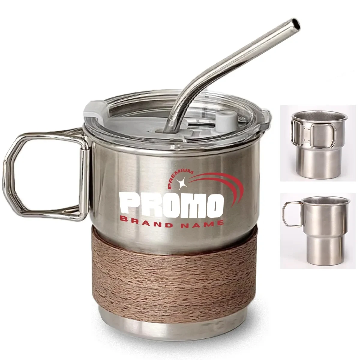 Outdoor Camping Portable Foldable Handle Cup With Straw Lid 1