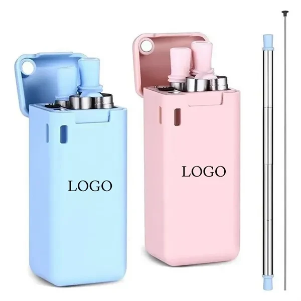 Foldable Straw With Storage Box for Commutes, Fitness and Travel 1