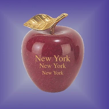 Big Red Solid Marble Apple with Gold Leaf 1