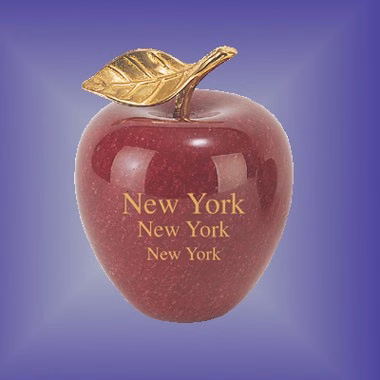 Big Red Solid Marble Apple with Gold Leaf