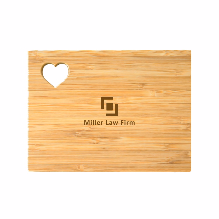 12" Rectangle Bamboo Cutting Board with Heart Cut Out