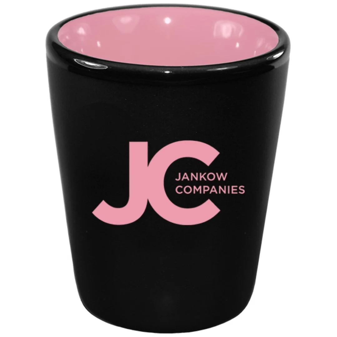 1.5 oz Hilo Pink IN Ceramic Shot - Black Matte OUT 1