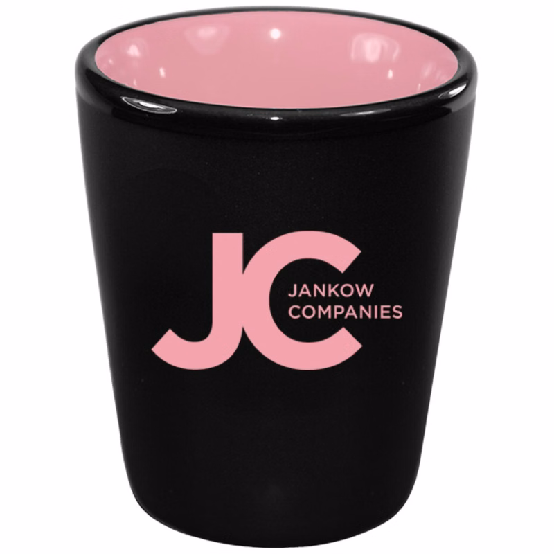 1.5 oz Hilo Pink IN Ceramic Shot - Black Matte OUT
