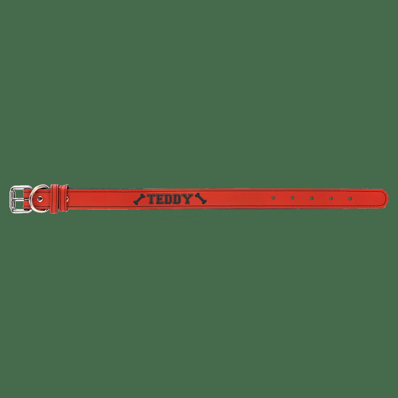15" x 3/4" Red Leatherette Dog Collar