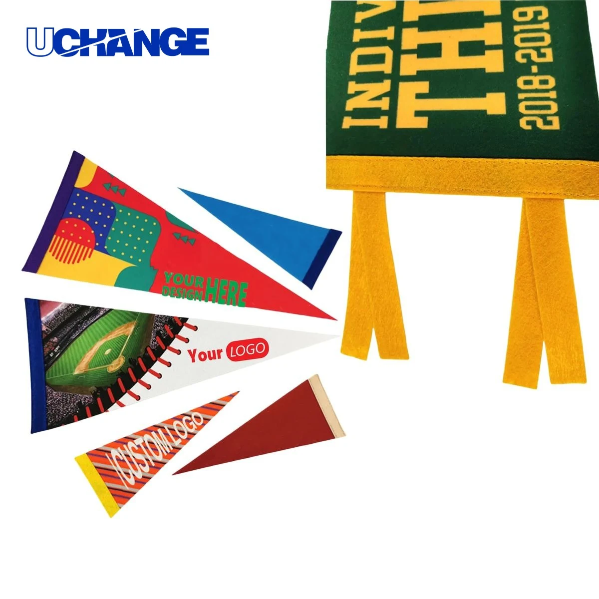 Custom Full Color Triangle Felt Pennant Flag 1