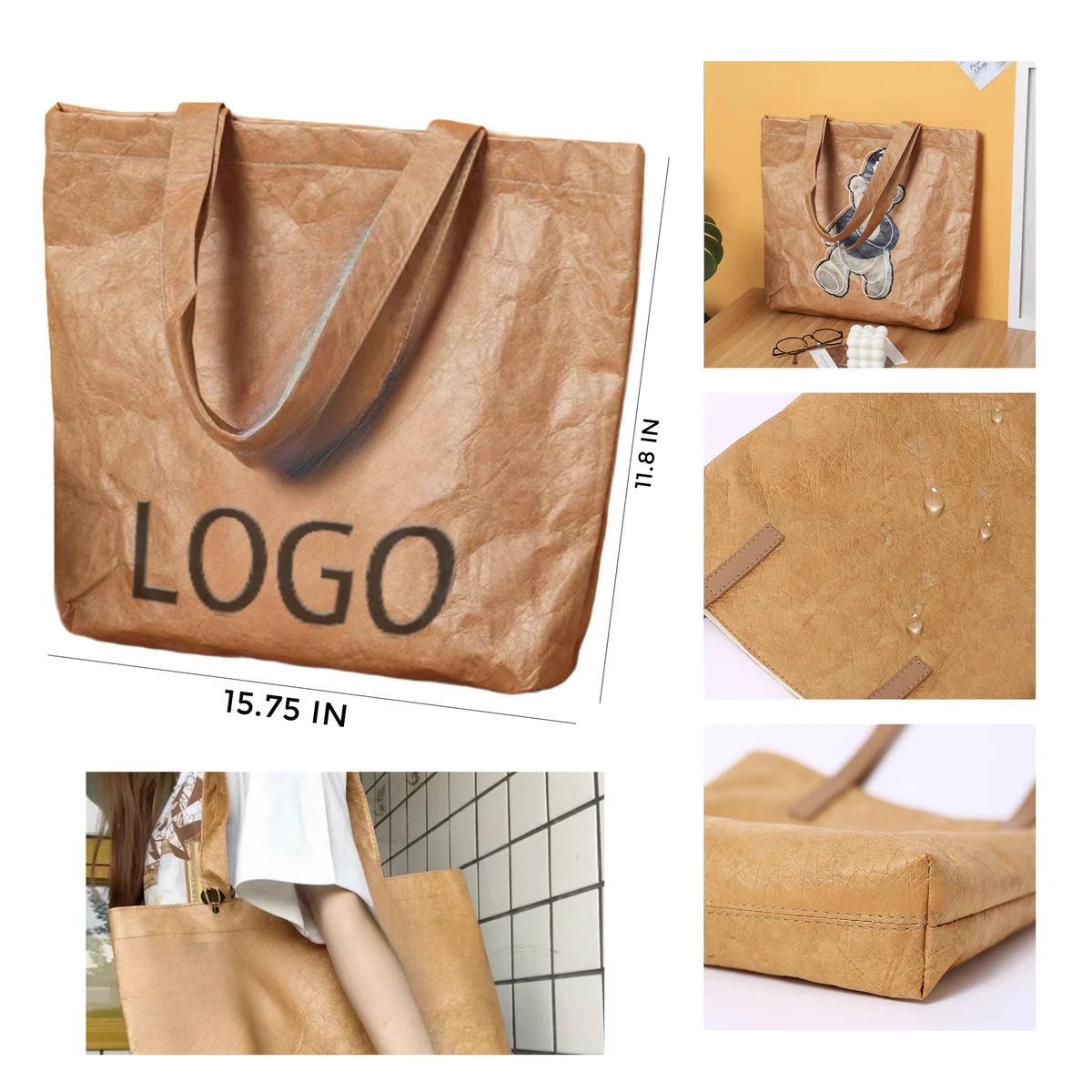 MOQ 10 PCS Water - Resistant DuPont Paper Handbag 1