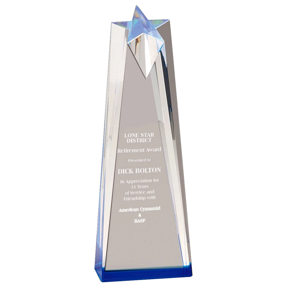 Sculpted Star Acrylic Award (3 1/2"x10") 1