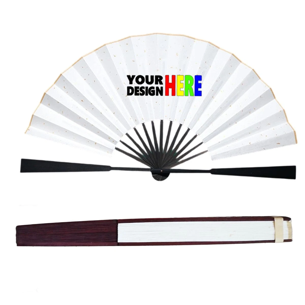 10 Inch Faux Ebony Traditional Paper Hand Fan 1