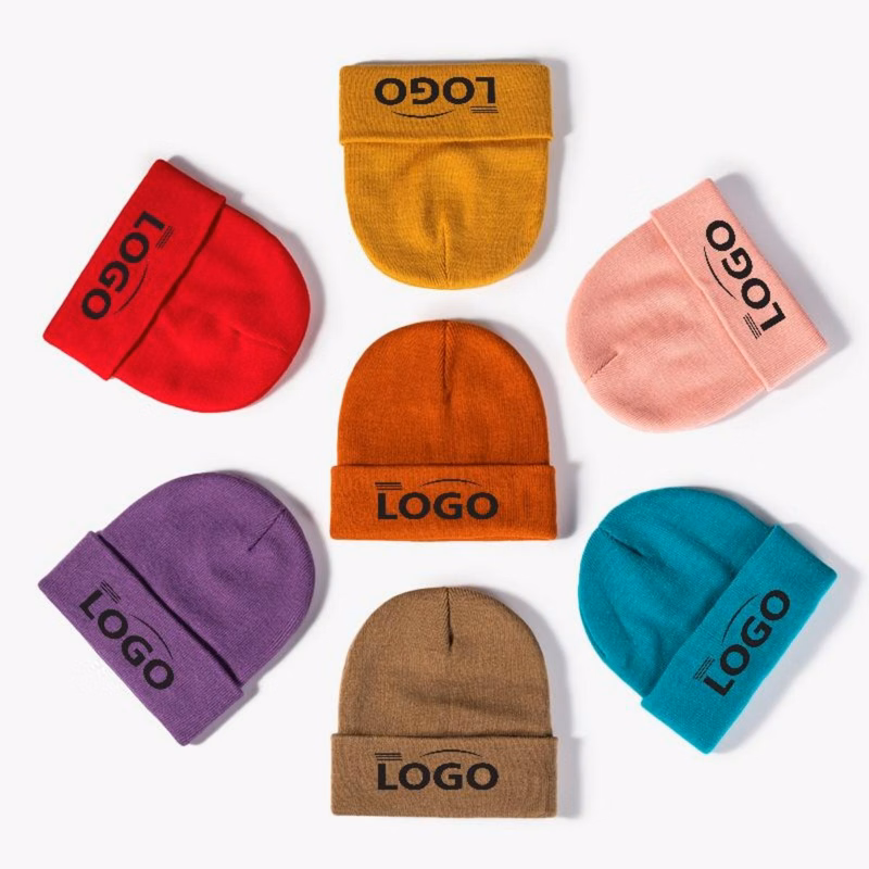 Custom Cuffed Acrylic Knit Beanie With Woven Patch