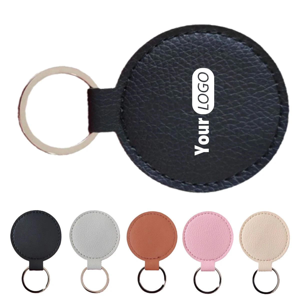PU Leather Circular Keychain Small Card Sleeve 1