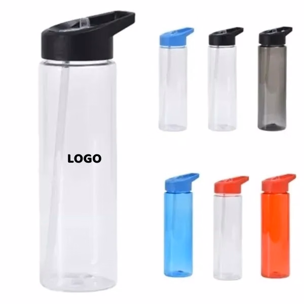 Portable Clear Sports Water Bottle with 24 oz and Straw