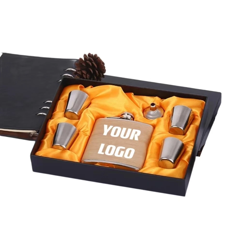 Customizable 6 oz Stainless Steel Liquor Flask Gift Set 1
