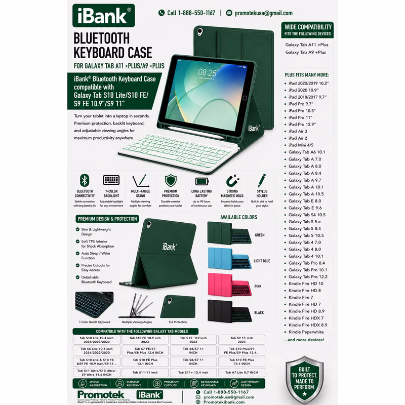iBank ® Detachable Bluetooth Slim Wireless Keyboard and Soft Back Cover Tablet Case