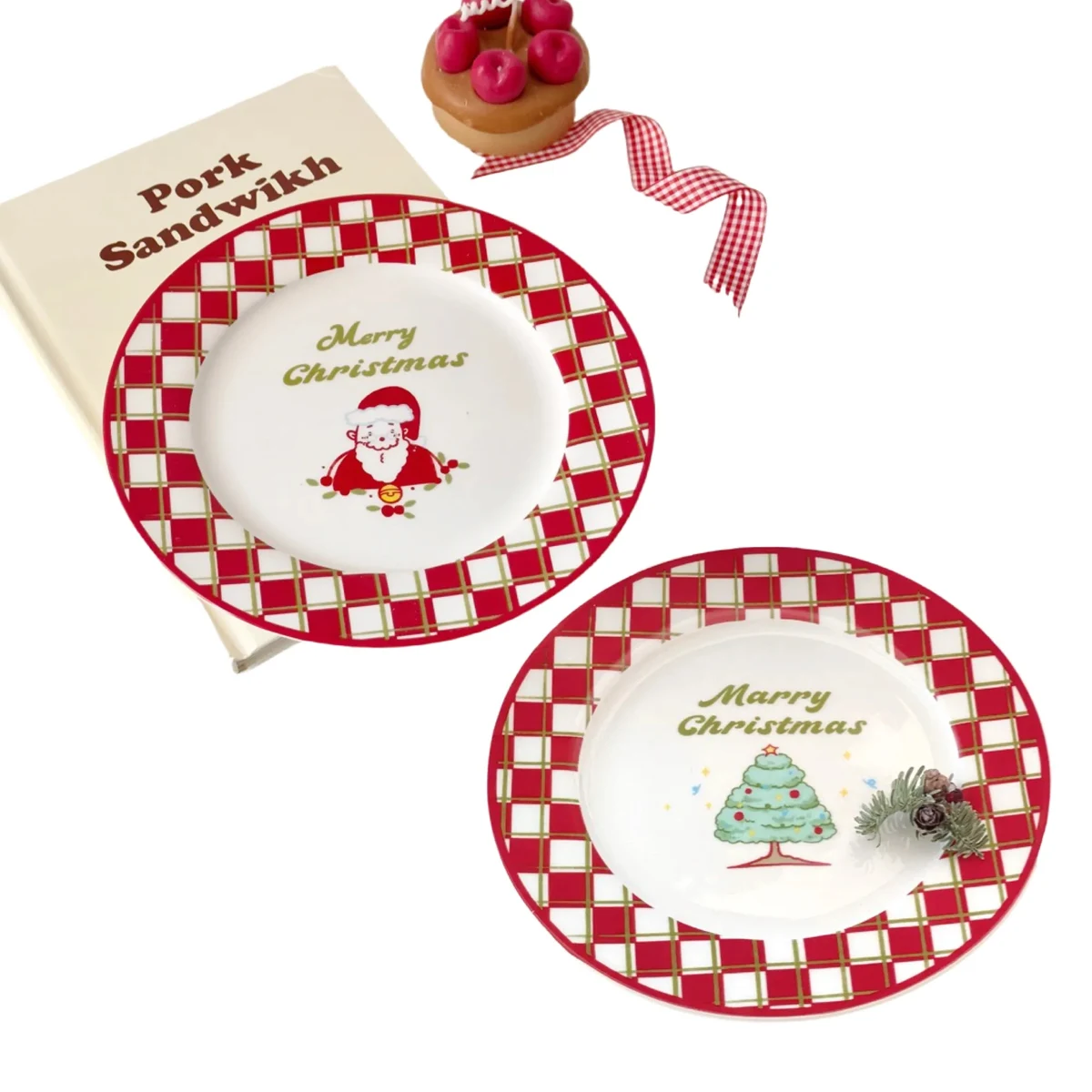 8" Christmas Ceramic Round Plate MOQ48 1