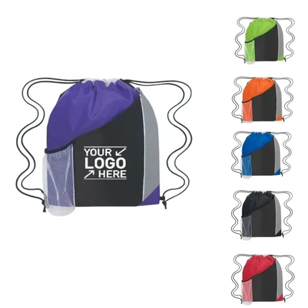 Custom 13.4" Polyester Drawstring Backpack with Mesh Pockets — Travel Ready 1