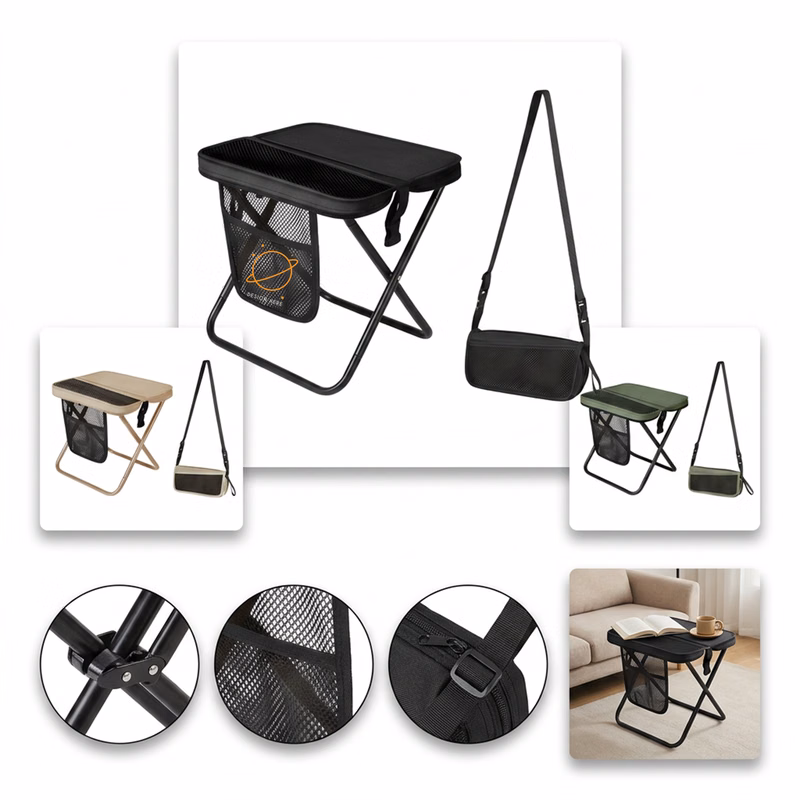 Lightweight Outdoor Camping Stool with Mesh Pocket