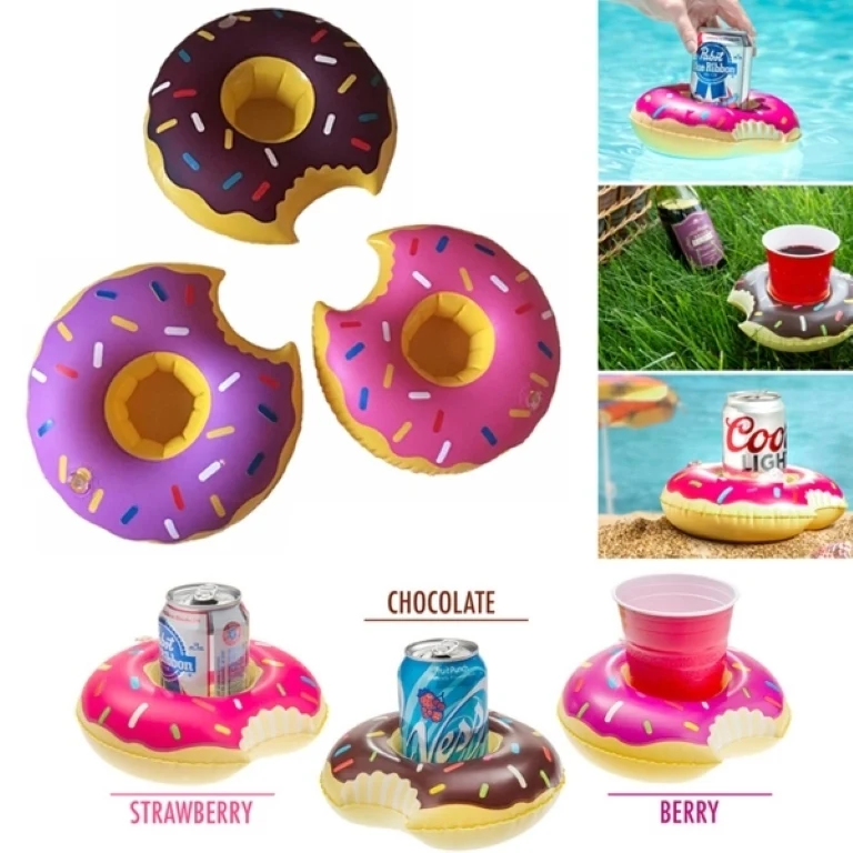 PVC Inflatable Doughnut Drink Holder Pool Float 1