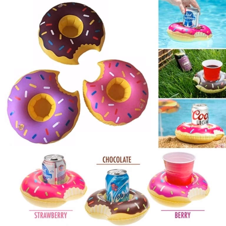 PVC Inflatable Doughnut Drink Holder Pool Float