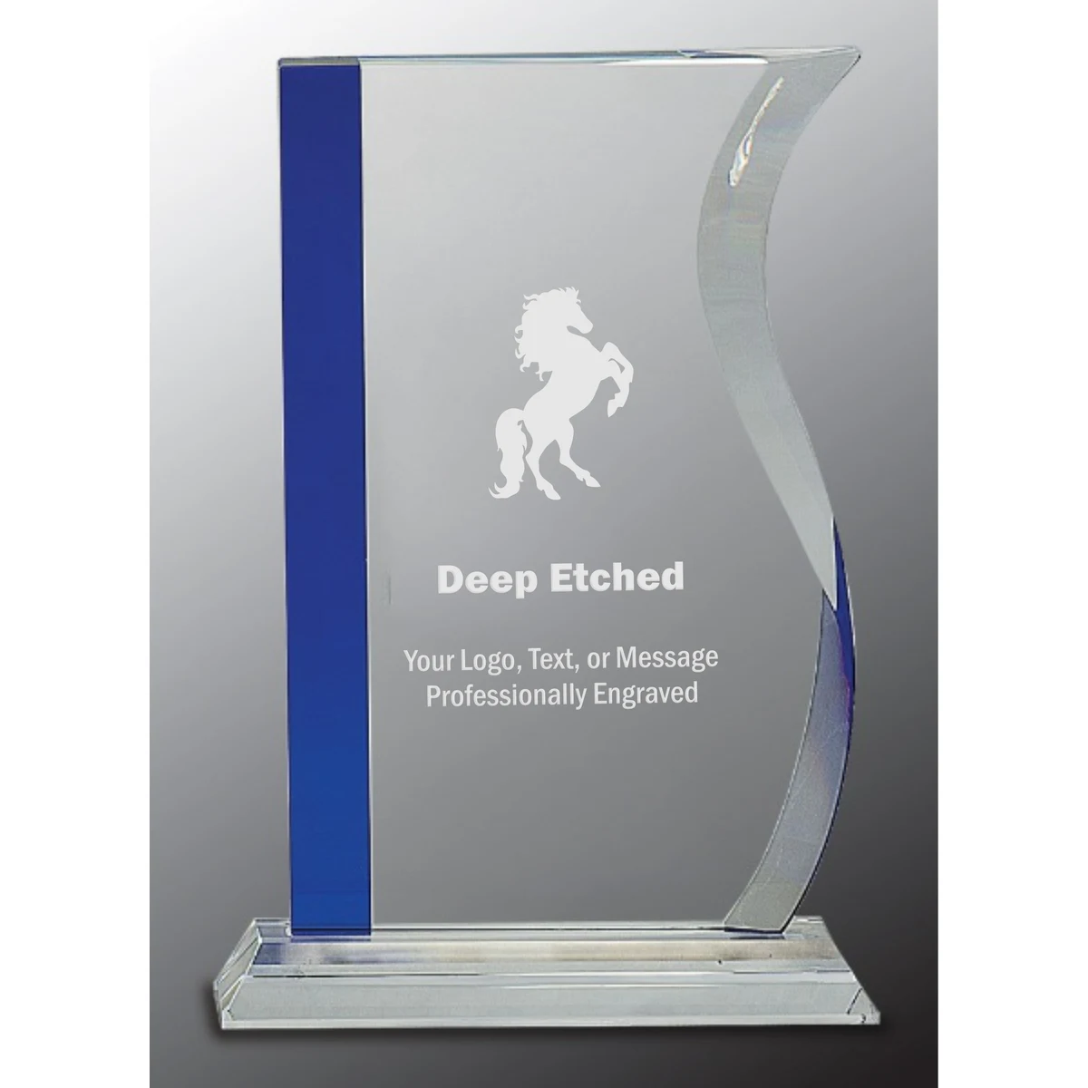 9 3/4" Blue Edge Crystal Wave Award on Clear Base 1