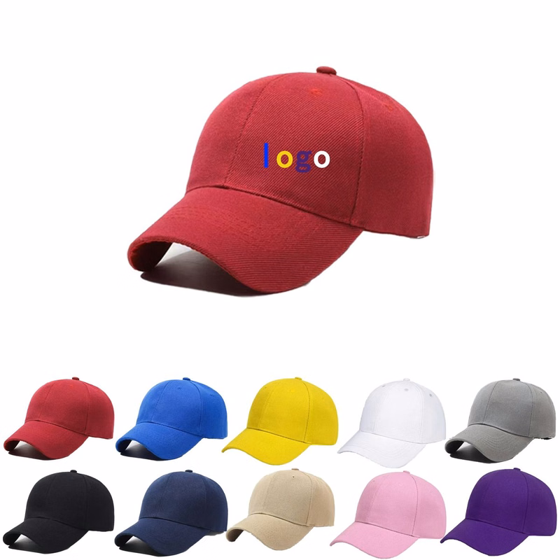 Solid Six Panel Polyester Baseball Cap With Adjustable Hook