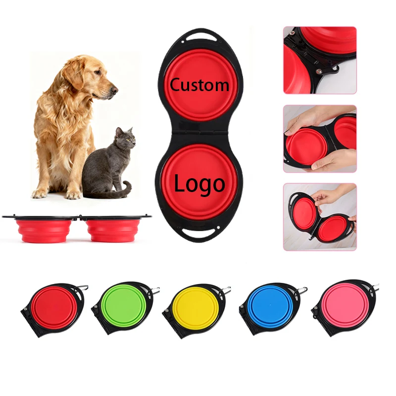 Outdoor Silicone Folding Double Bowl 1
