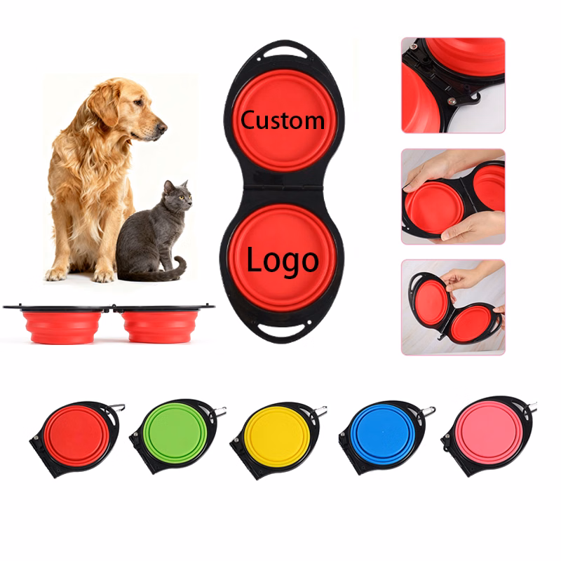Outdoor Silicone Folding Double Bowl