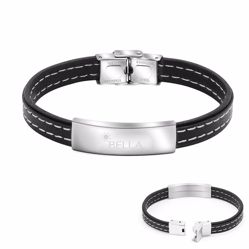 Woven men's leather bracelet