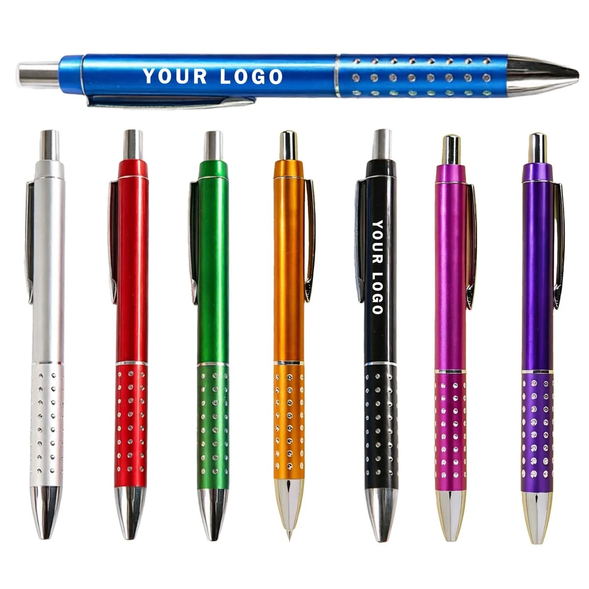 Retractable Rhinestone Metal Ballpoint Pen, custom pen with logo imprint 1