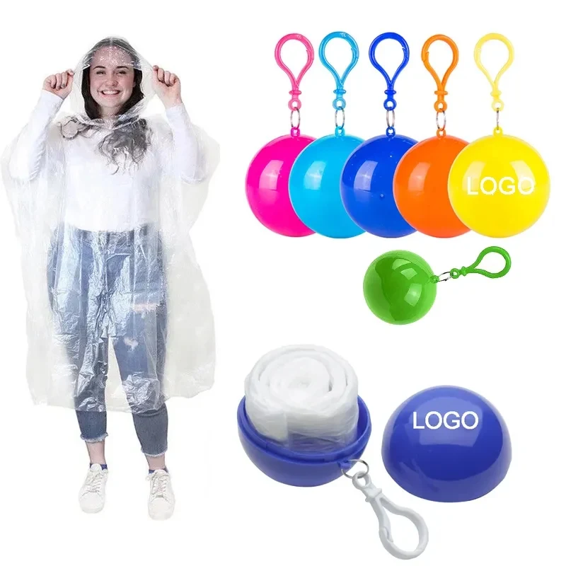 Disposable Rain Poncho Ball Key Chain 1
