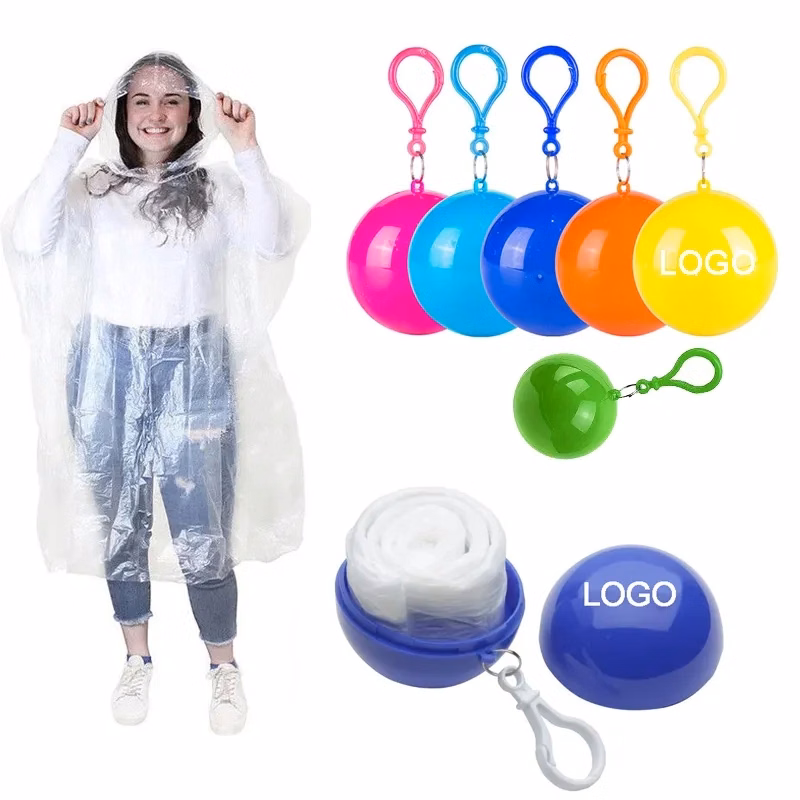 Disposable Rain Poncho Ball Key Chain