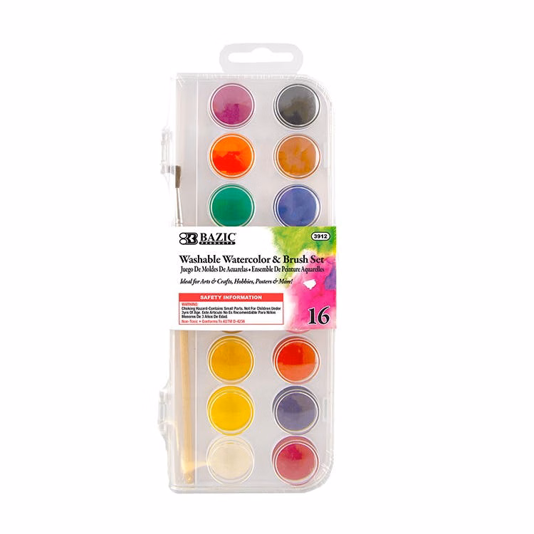 Watercolors Sets with Brush - 17 Pieces Washable