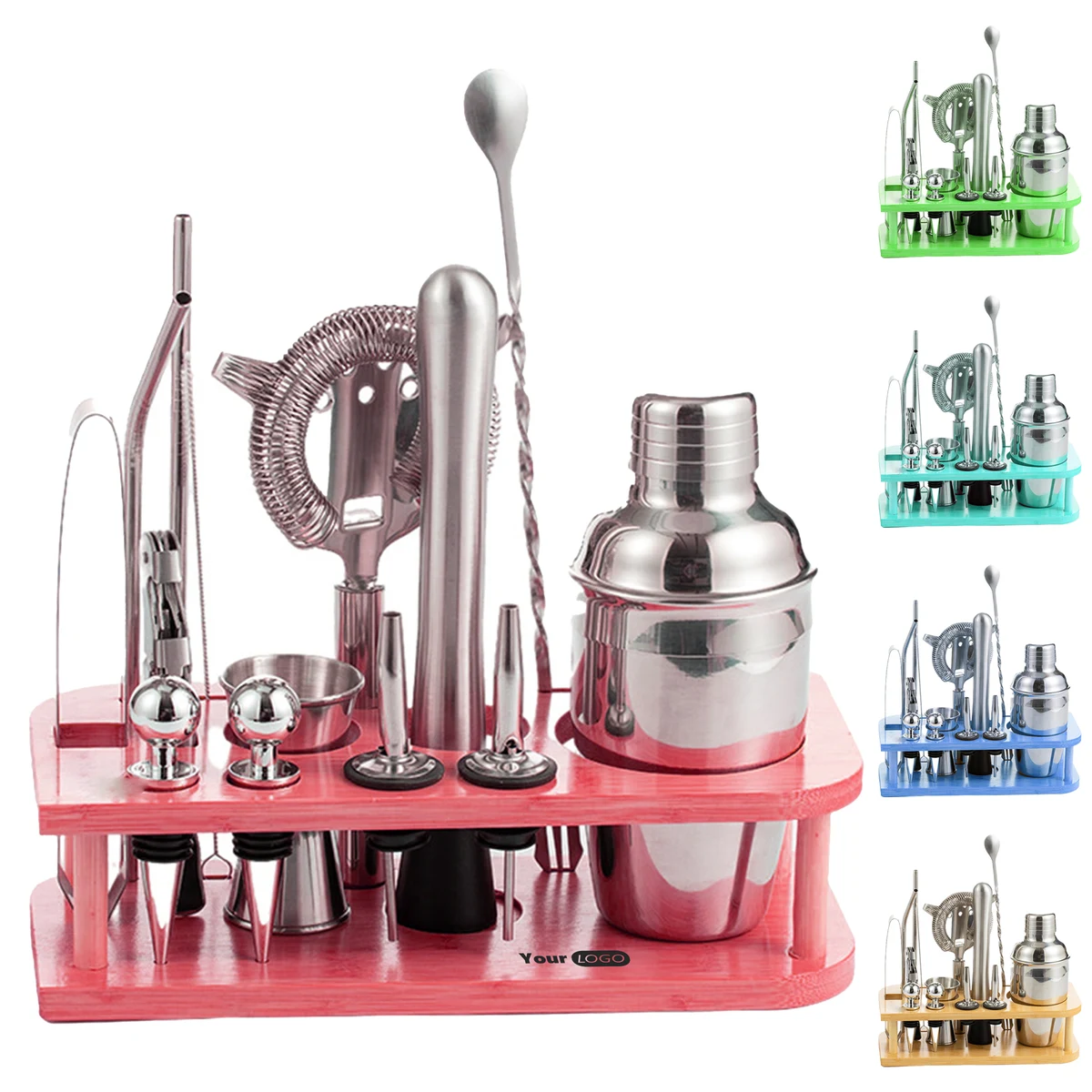 Silver Complete Bartender Kit With Stand ?C Craft Perfect Cocktails Anytime 1