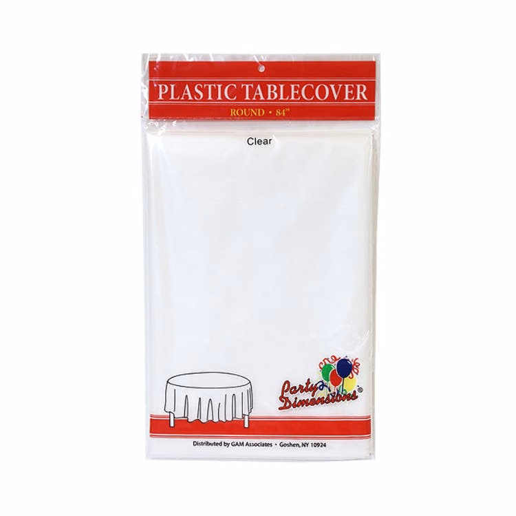 Round Plastic Tablecloths - Clear 84"