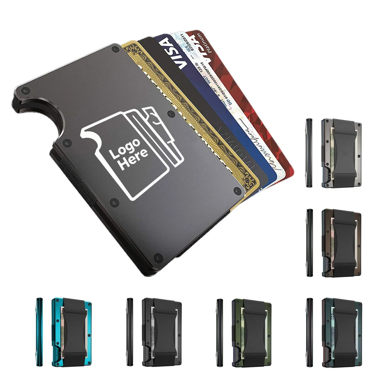 Minimalist Aluminum RFID Blocking Card Holder Wallet with Cash Band 1