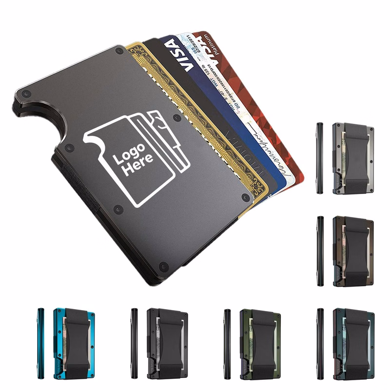 Minimalist Aluminum RFID Blocking Card Holder Wallet with Cash Band
