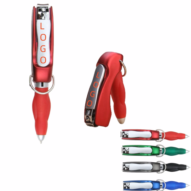 Folding Ballpoint Pen Nail Clipper With Keychain