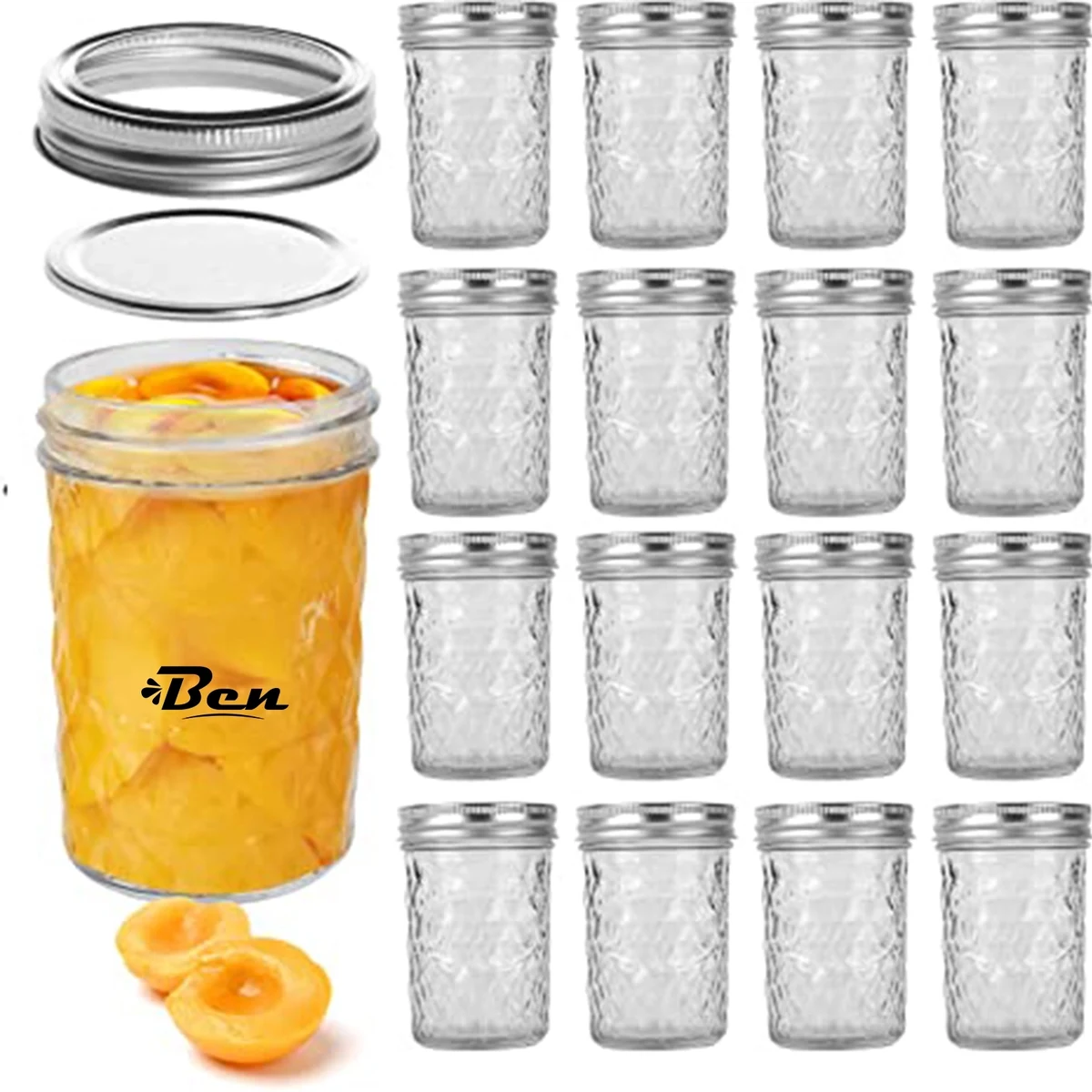 Mason Jars 8 Oz Mini Canning With Silver Lids And Bands 1