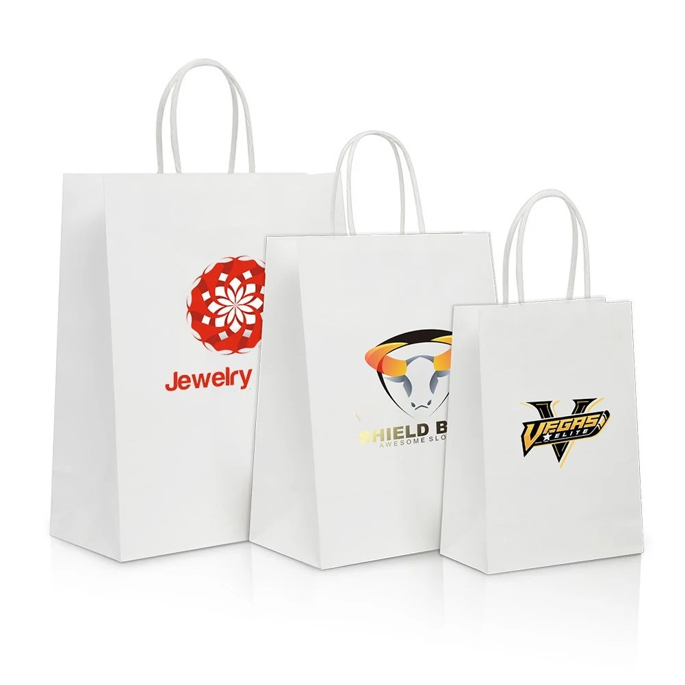 White Kraft Shopping Bag (6" X 3" X 8") Small 1
