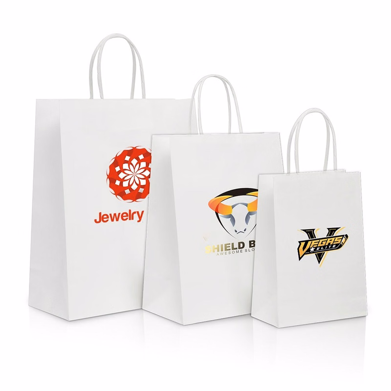 White Kraft Shopping Bag (10" X 4.5" X 12.5") Large